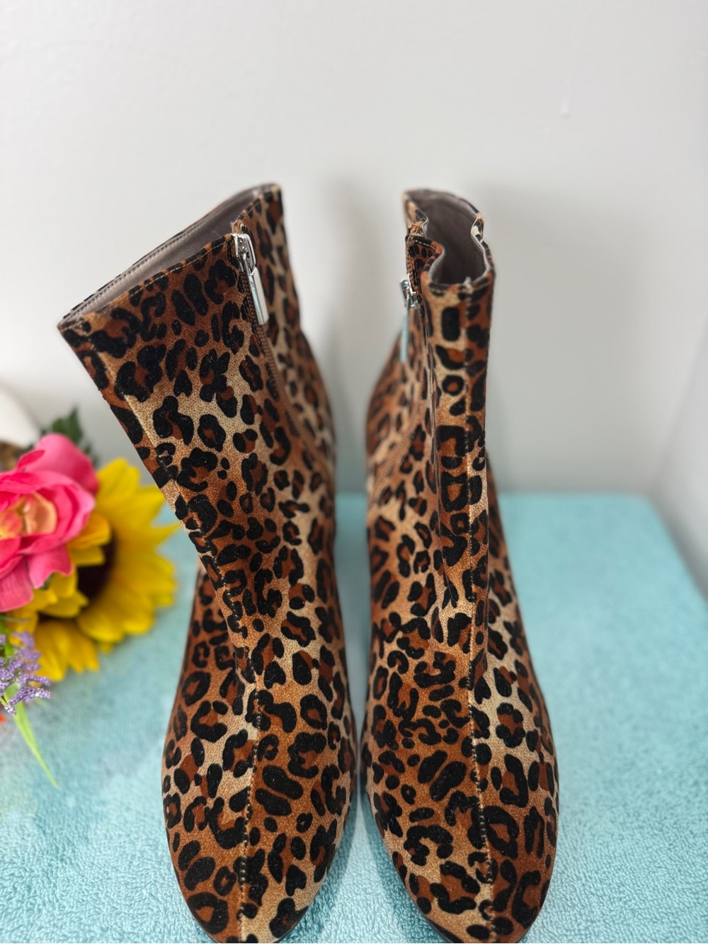 Array Leopard Print Ankle Boots in Brown and Black